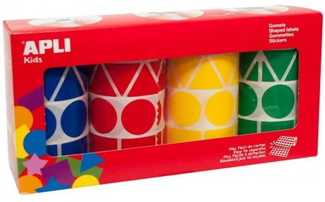Apli Kids Geometrische Stickers Multicolor - 4 Rolletjes