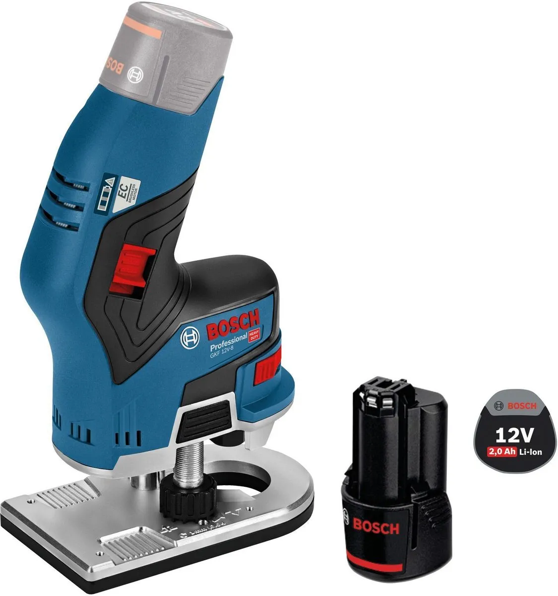 Bosch GKF 12V-8 Accukantenfrees - 1x 2.0 Ah accu - Blauw/Zilver/Zwart