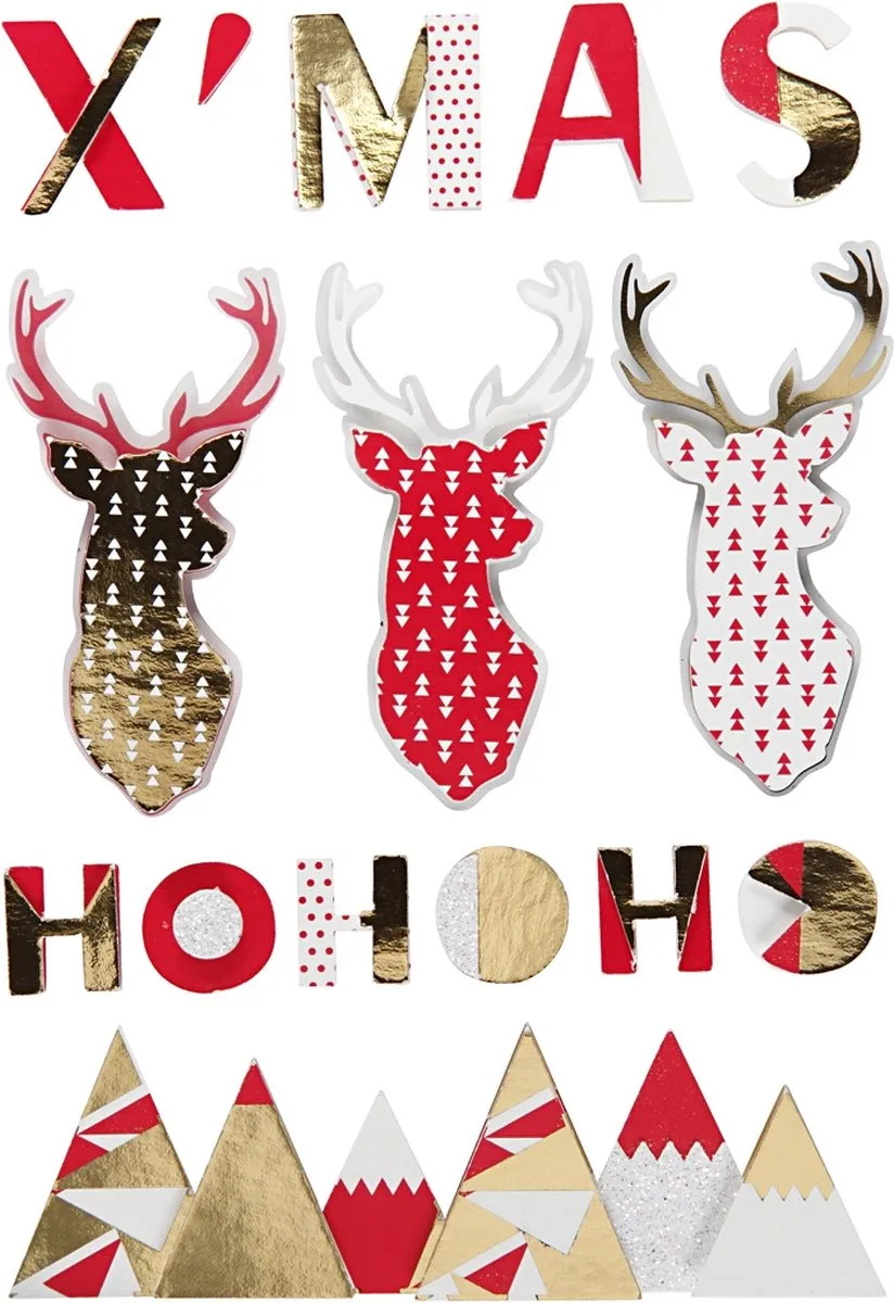 Creativ Company 3D Rendieren Stickers - 15 Stuks - Rood