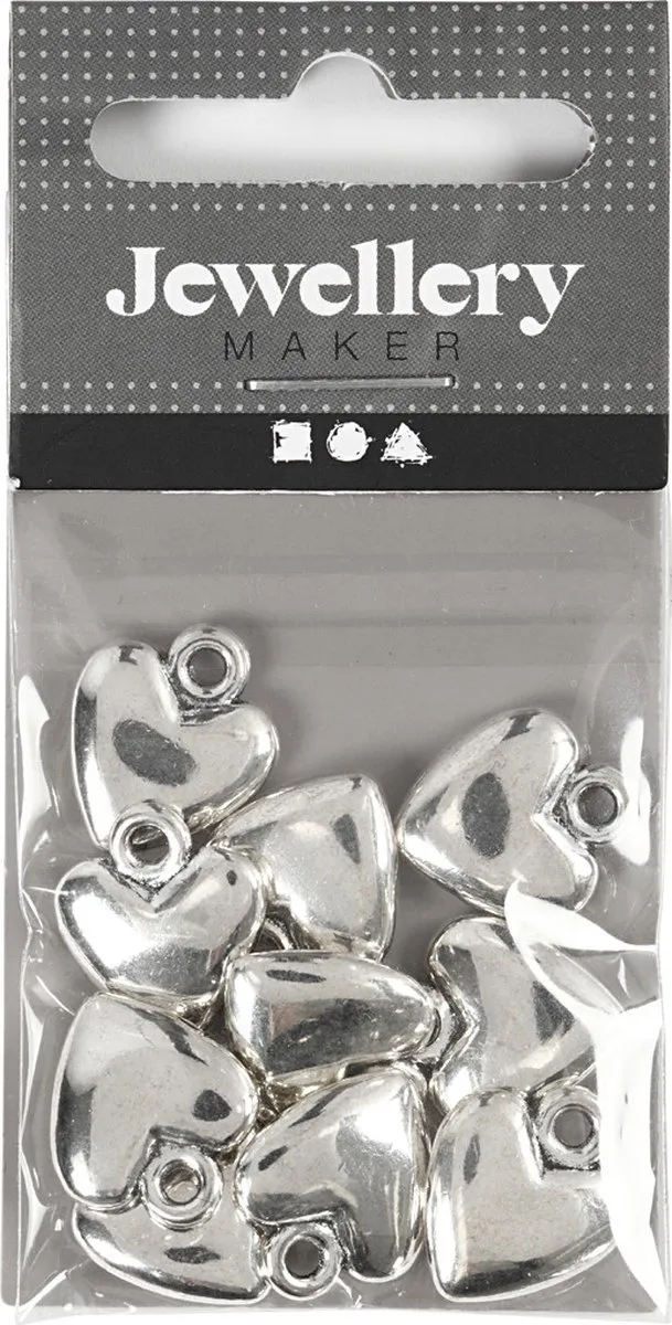 Creativ Company Hartvormige Hanger 13x15mm - Verzilverd - 10 Stuks