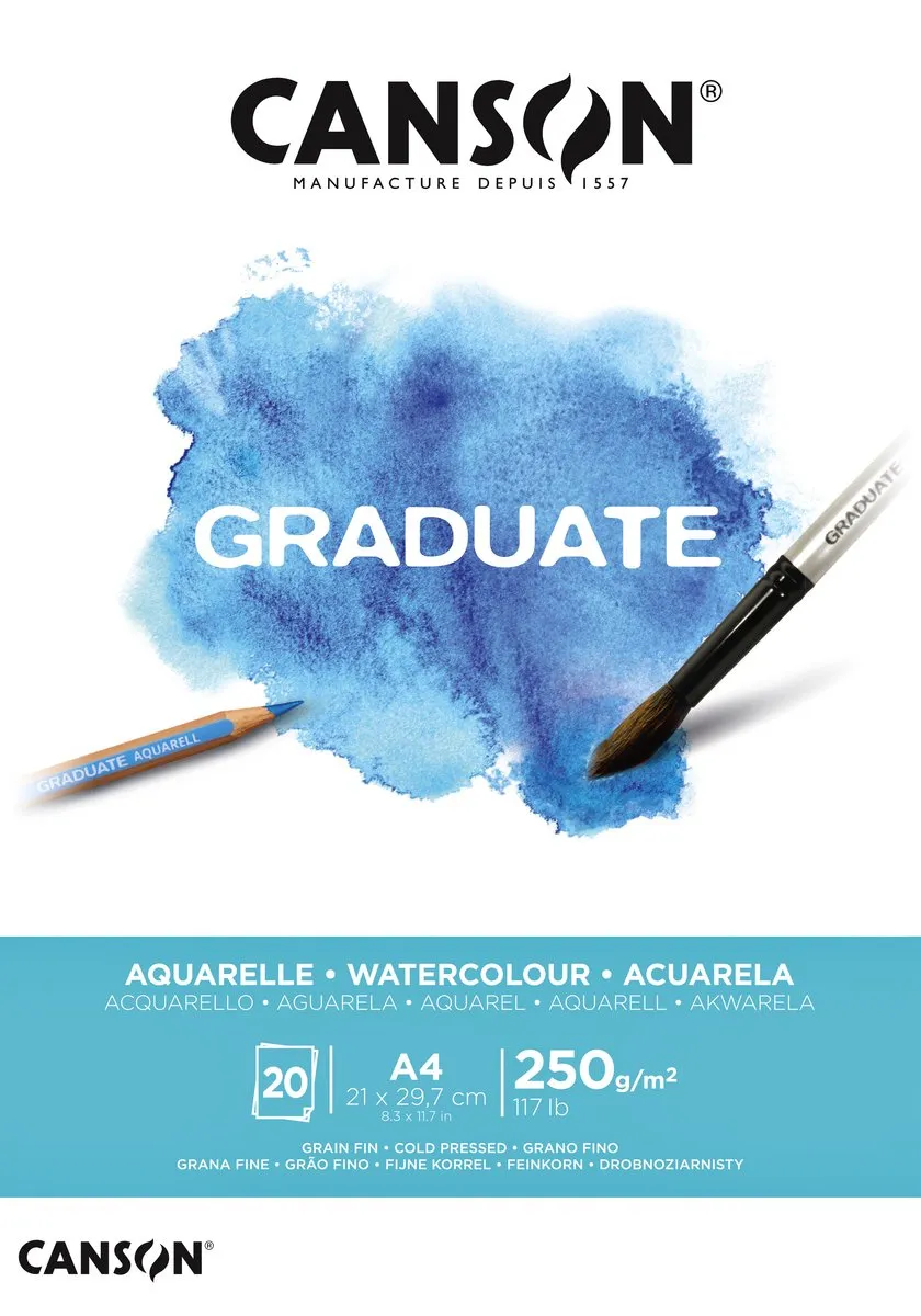 Canson Aquarelblok Graduate A4 250gr 20vel