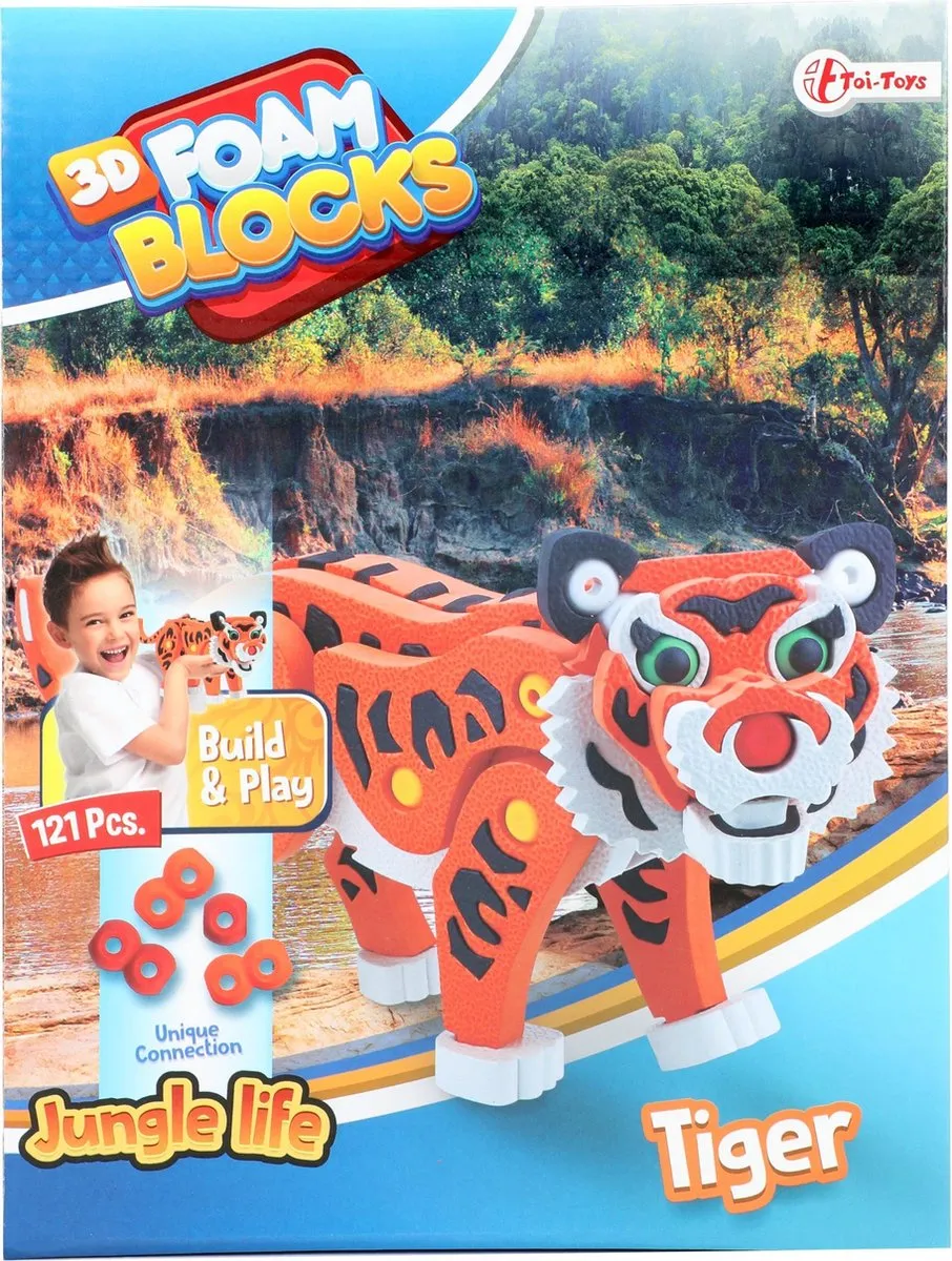 Toi-Toys 3D Foam Blocks XL Puzzel Tijger - 121 Stuks