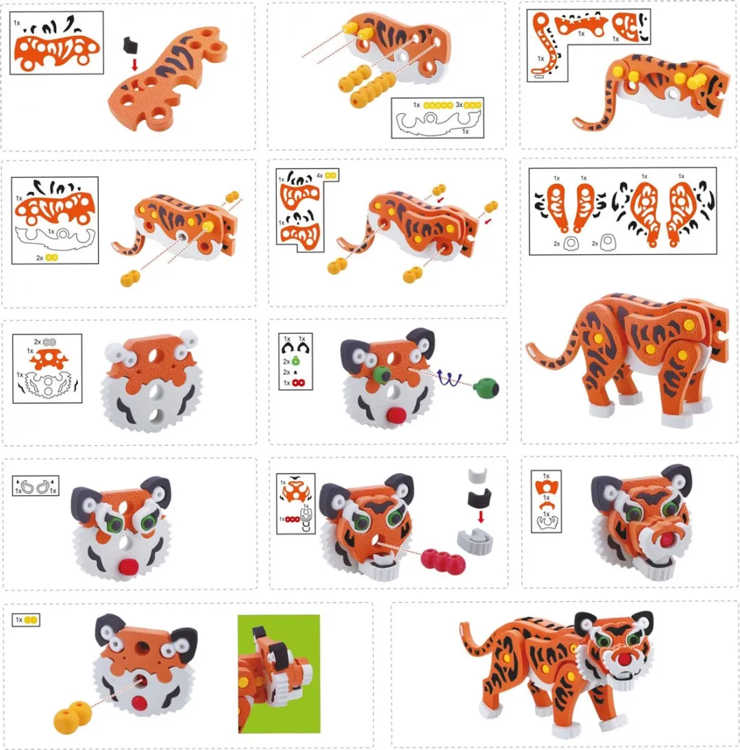 Toi-Toys 3D Foam Blocks XL Puzzel Tijger - 121 Stuks