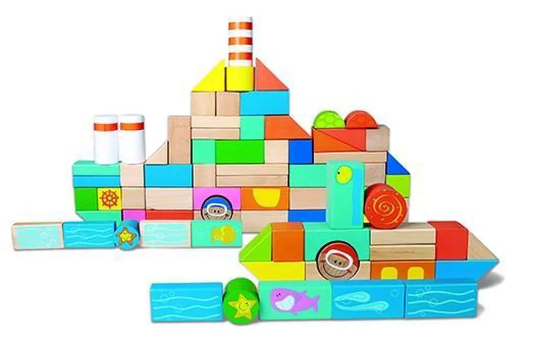Small Foot Houten Bouwstenen Onderwaterwereld - 100 Stuks