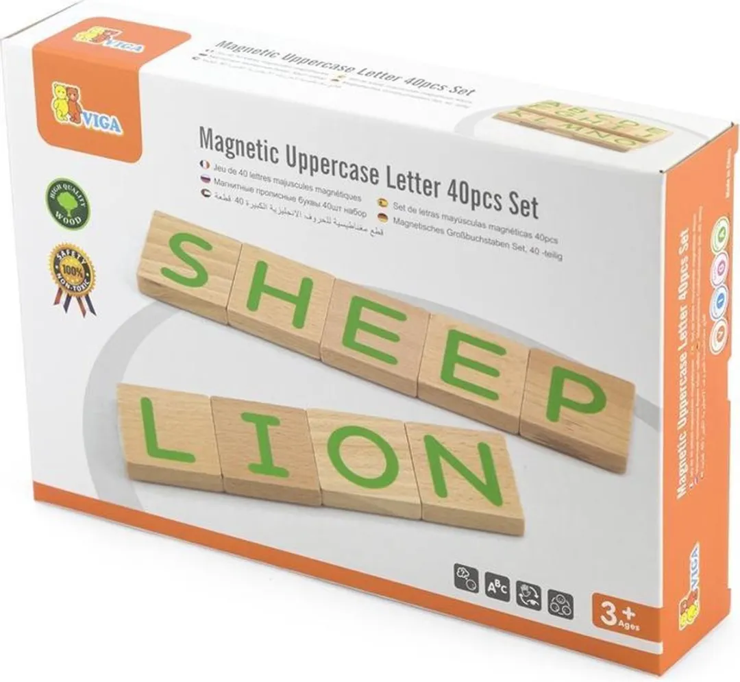 Viga Toys Magnetische Hoofdletters 40-delig - Groen