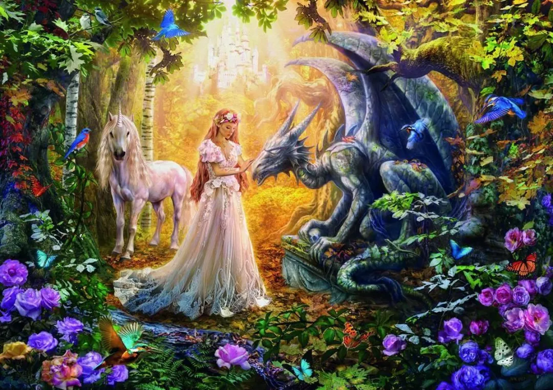 Educa Puzzle.  Dragon, Princess and Unicorn 1500 Teile