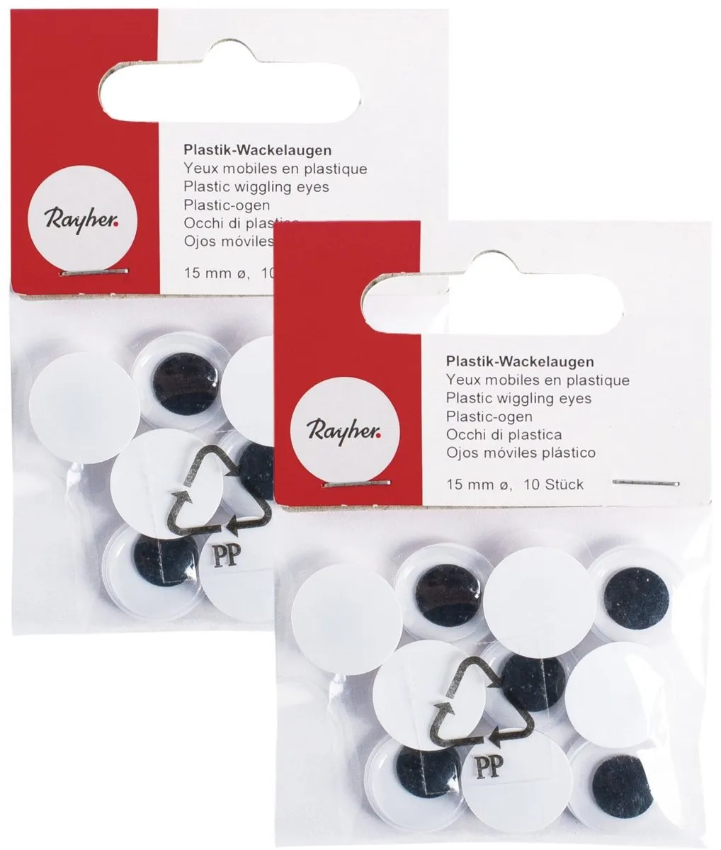 Rayher Wiebel Oogjes 15mm - 20 Stuks - Multi