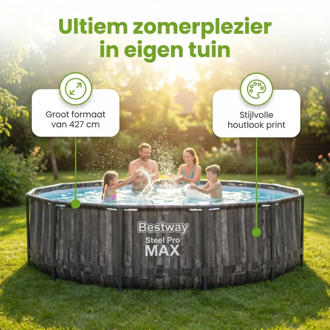 Bestway Steel Pro MAX Zwembad 427cm - 13030L - Grijs