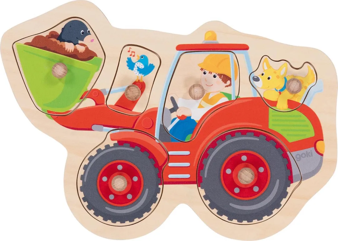 Goki Wheel Loader Lift-out Puzzle 6-delig Multicolor