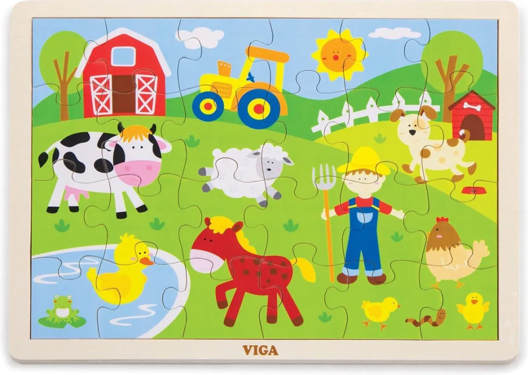 Viga Toys Boerderij Puzzel 24 Stuks
