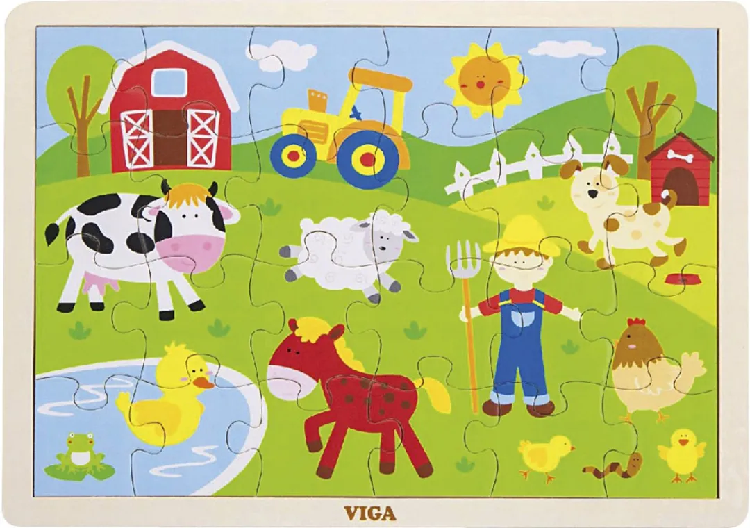 Viga Toys Boerderij Puzzel 24 Stuks - Multicolor
