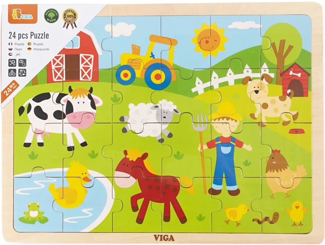 Viga Toys Boerderij Puzzel 24 Stuks - Multicolor
