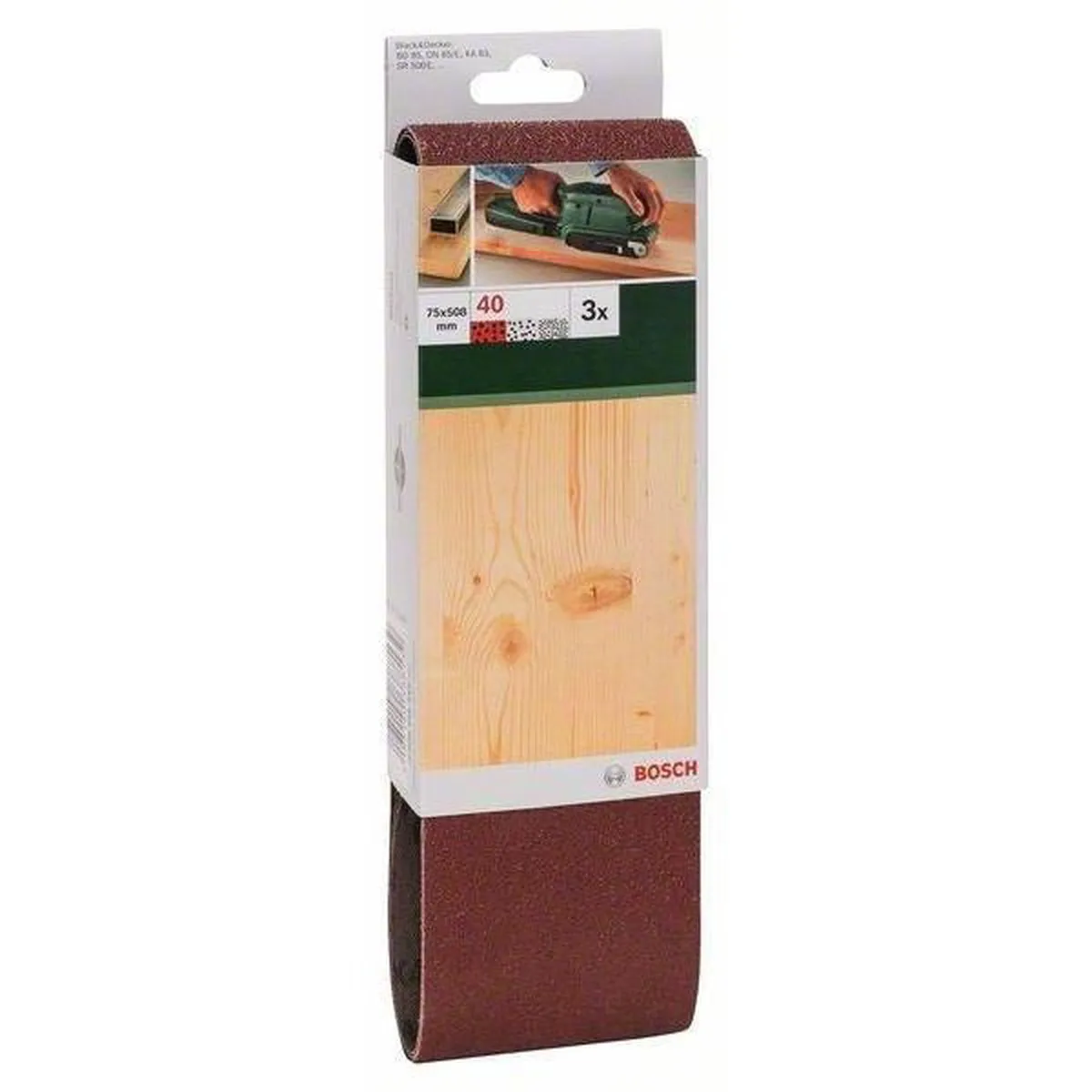 Bosch 3-delige Schuurbandenset - Rode Kwaliteit 40 - Ongeperforeerd - afbeelding 6 van 6