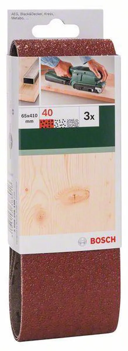Bosch 3-delige Schuurbandenset - Rode Kwaliteit 40 - Ongeperforeerd