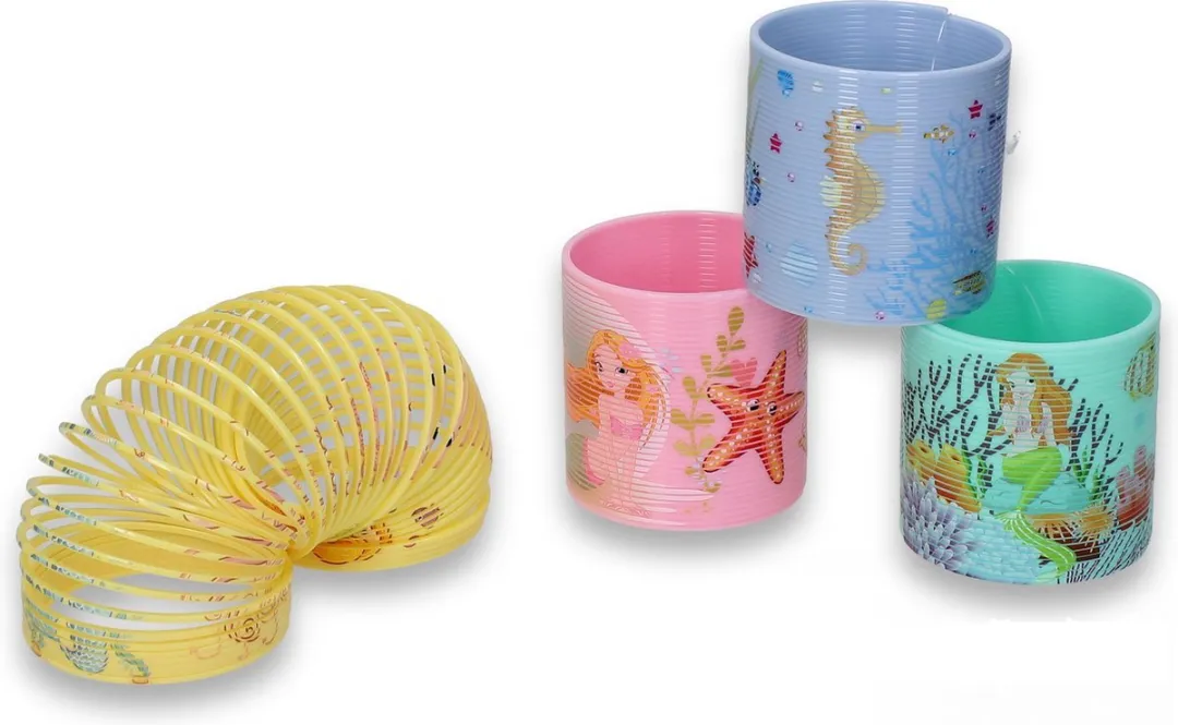 Trapveer - pastel paars lila - zeemeermin - zee dieren onder water - loopveer springveer speelgoed traploper rups spring - Kerstcadeau Sinterklaas schoencadeautje - 6,5 cm - kerst cadeau tip