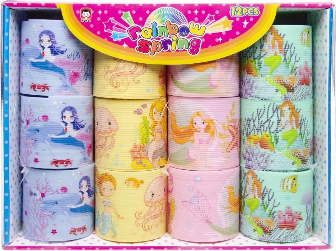 Trapveer - pastel paars lila - zeemeermin - zee dieren onder water - loopveer springveer speelgoed traploper rups spring - Kerstcadeau Sinterklaas schoencadeautje - 6,5 cm - kerst cadeau tip