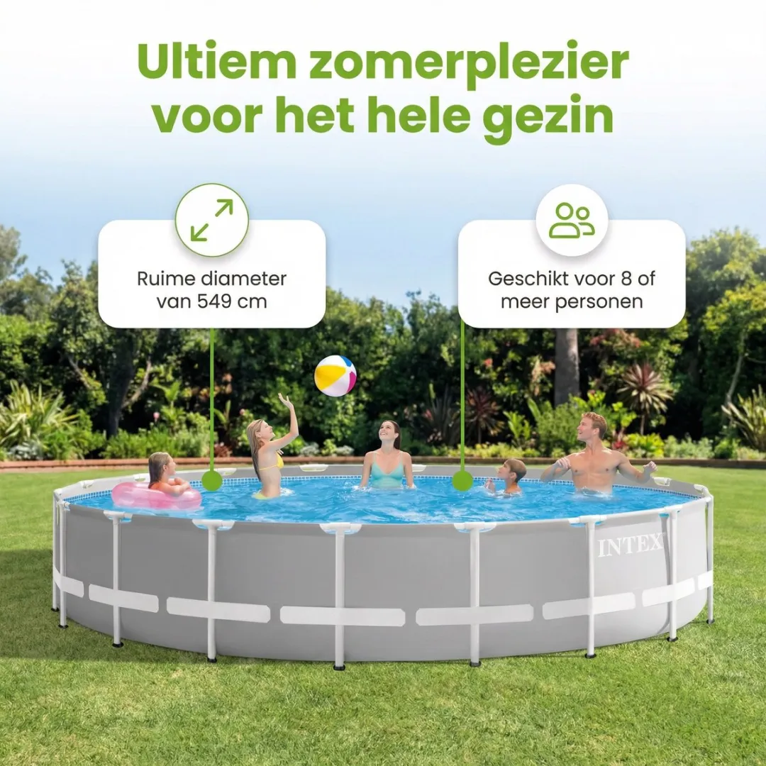 Intex Prism Frame Zwembad 548x122cm - Grijs - 24.311L - 9-delig