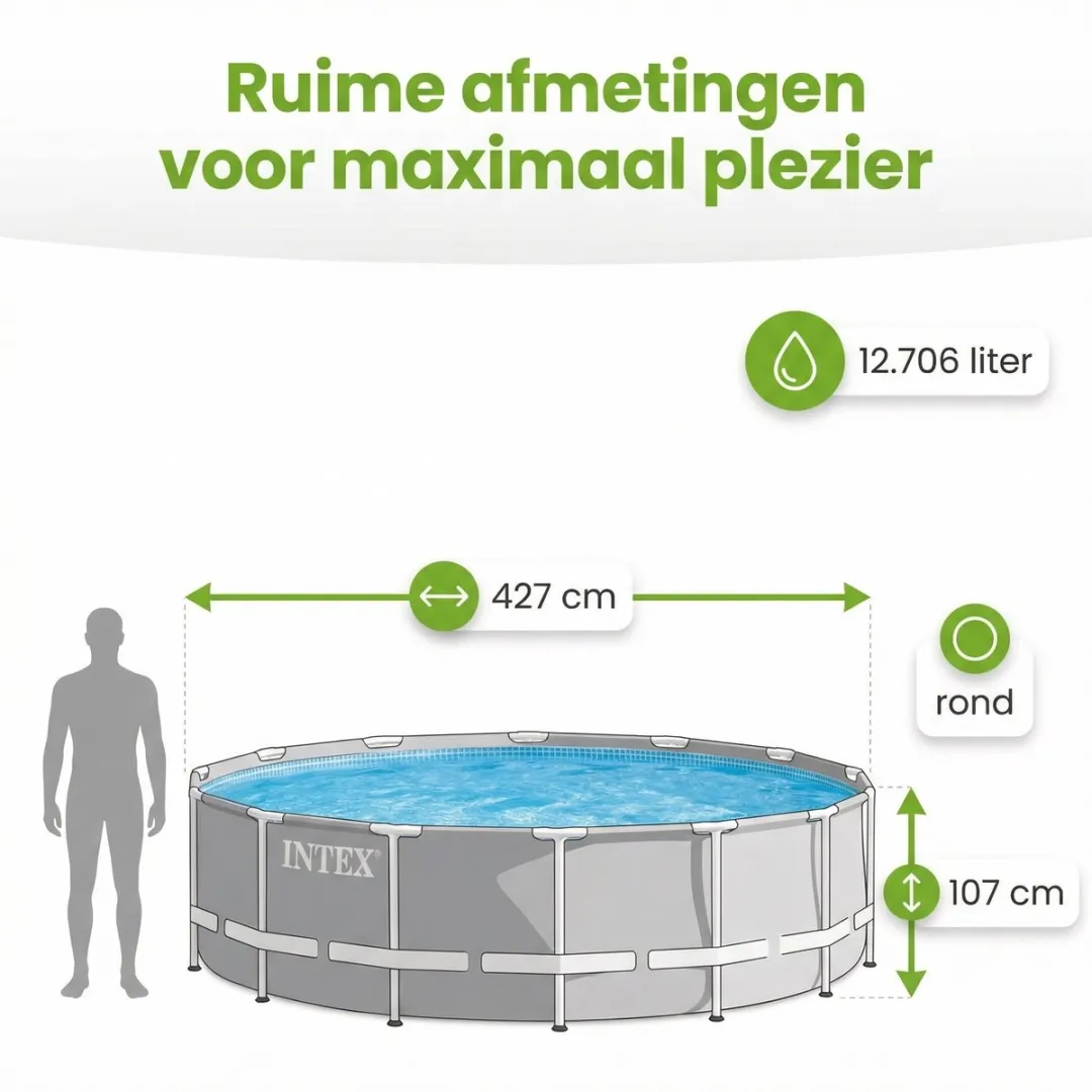 Intex Rond Prism Frame Zwembad 427x107cm - 9-delig - Grijs