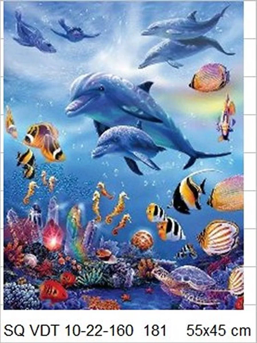 VDTOYS Diamond Painting VDTC181 - Dolphins 3 - 45x55cm
