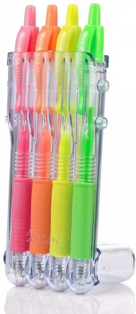 Pilot G-2 Neon Pen - 4 Stuks - Groen/Oranje/Rozes/Geel