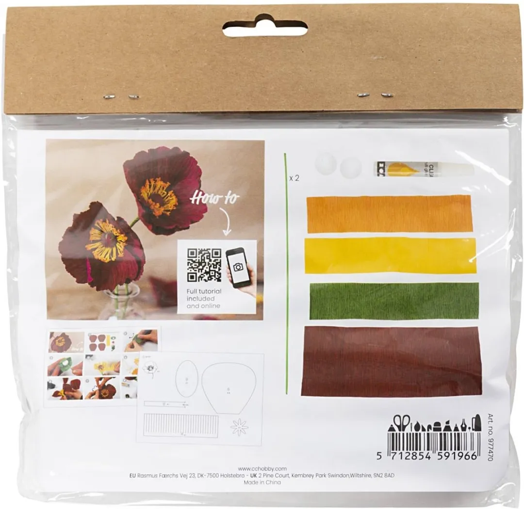 Creativ Company Mini Hobbyset Crêpepapier Klaprozen - 14 Stuks - Multikleuren