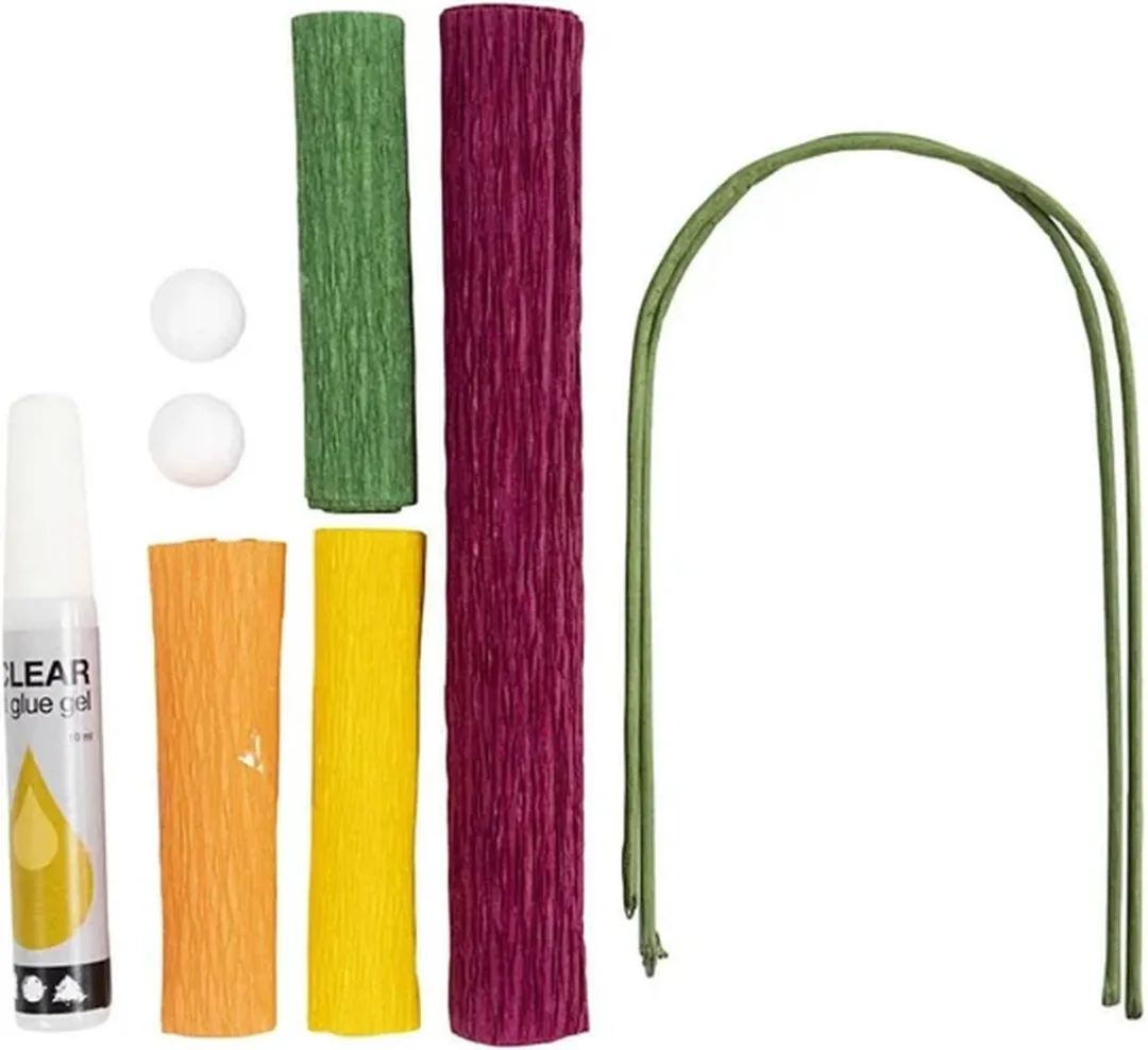 Creativ Company Mini Hobbyset Crêpepapier Klaprozen - 14 Stuks - Multikleuren