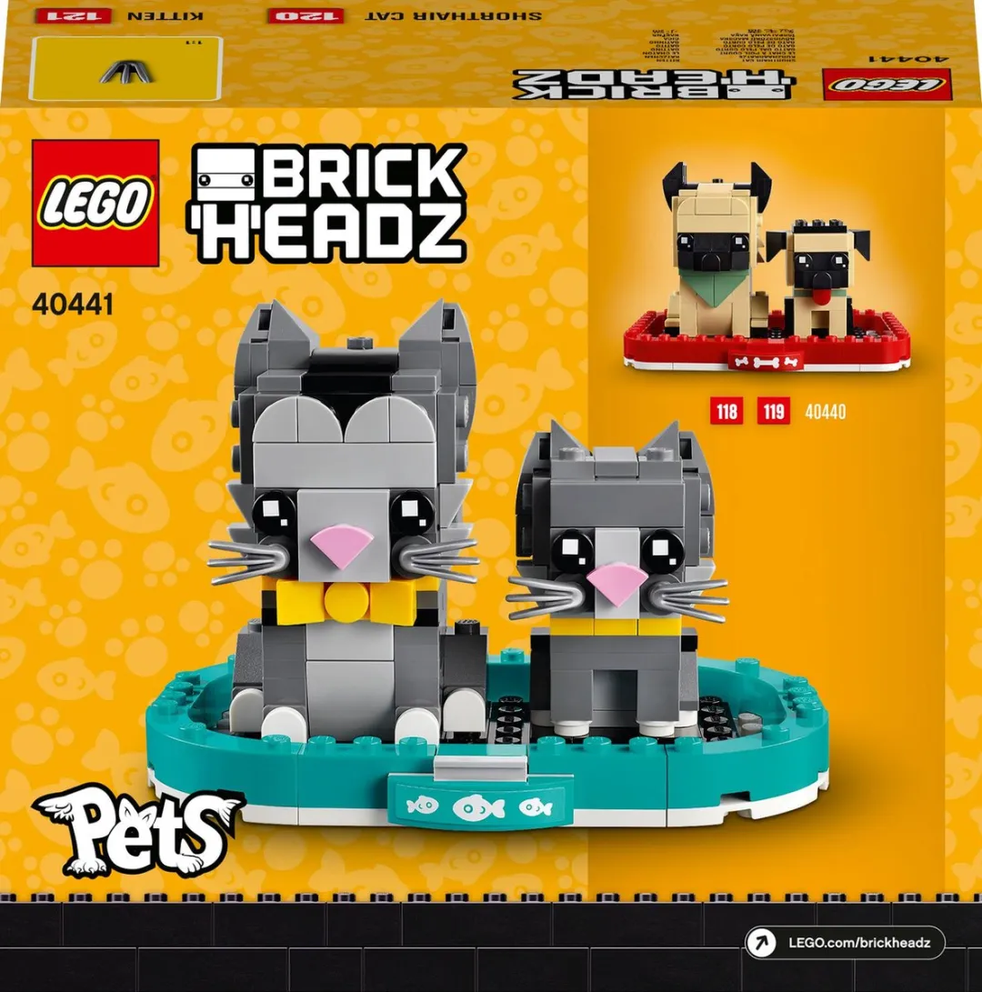 LEGO Brickheadz Pets Kitten & Shorthair Cat 40441 - 250 Stukken - Meerkleurig