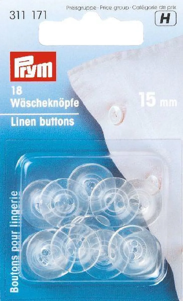 Prym Linnen Knopen 15mm Transparant - 18 Stuks