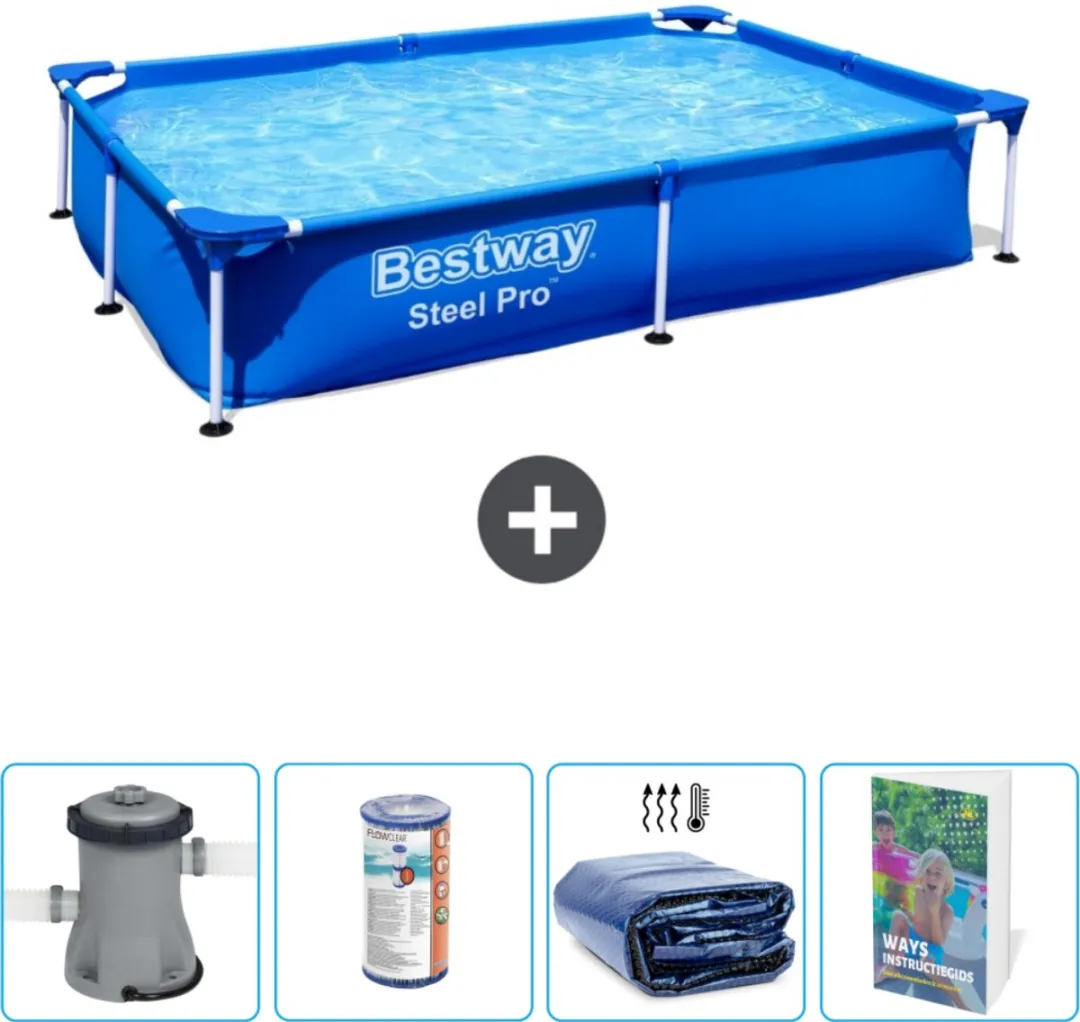 Bestway Steel Pro Zwembad 221x150x43cm Blauw