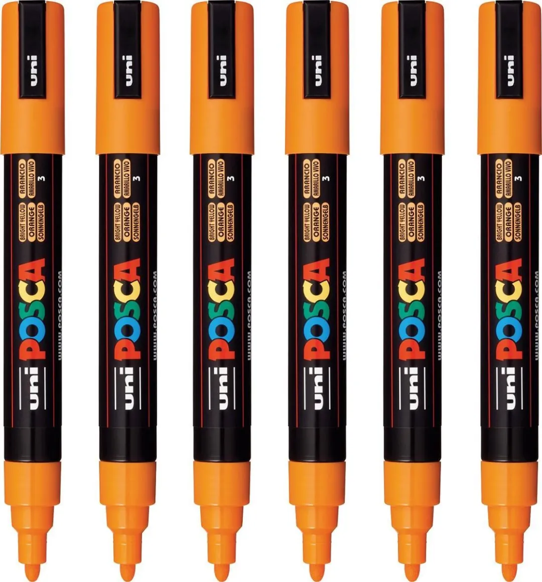 Posca PC-5M Verfstiften - Oranje - 6 Stuks