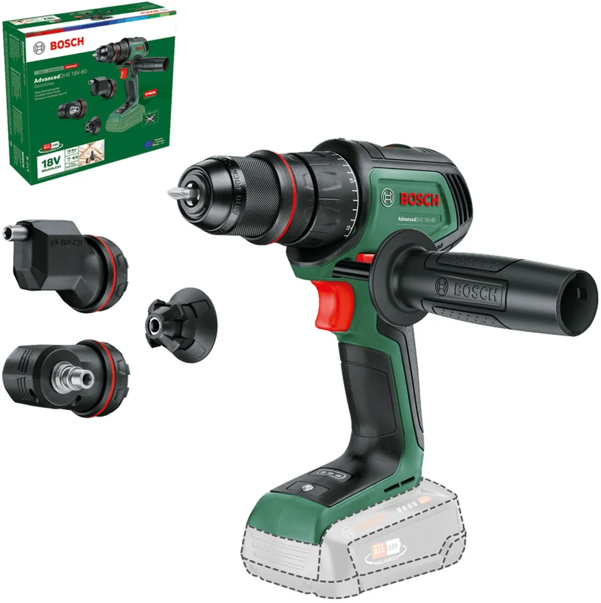 Bosch AdvancedDrill 18V-80 QuickSnap 06039E2003 Accu-schroefboormachine - 23 standen