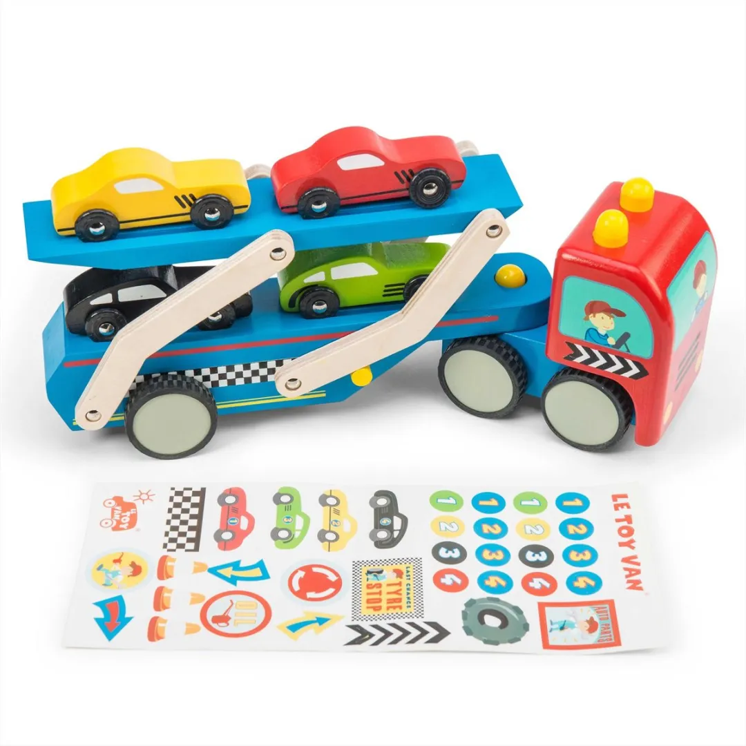 Letoyvan Speelset Racewagen Transporter Hout - Multicolour
