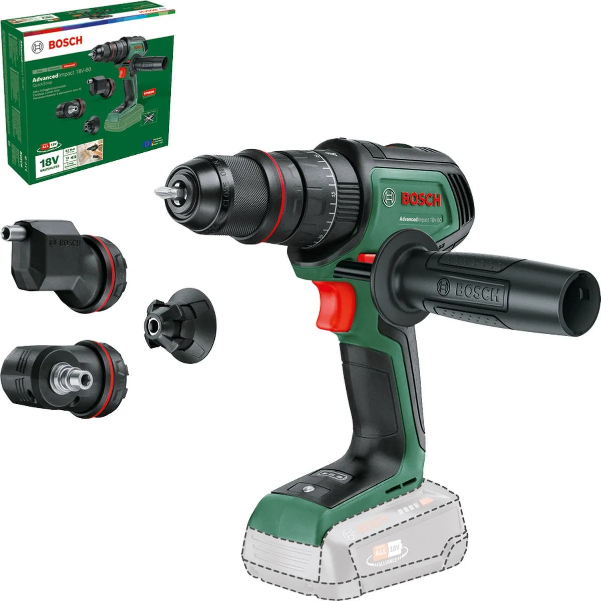 BOSCH Home & Garden AdvancedImpact 18V-80 Akku-Schlagbohrschrauber-Set 18,0 V, ohne Akku (06039E2103)