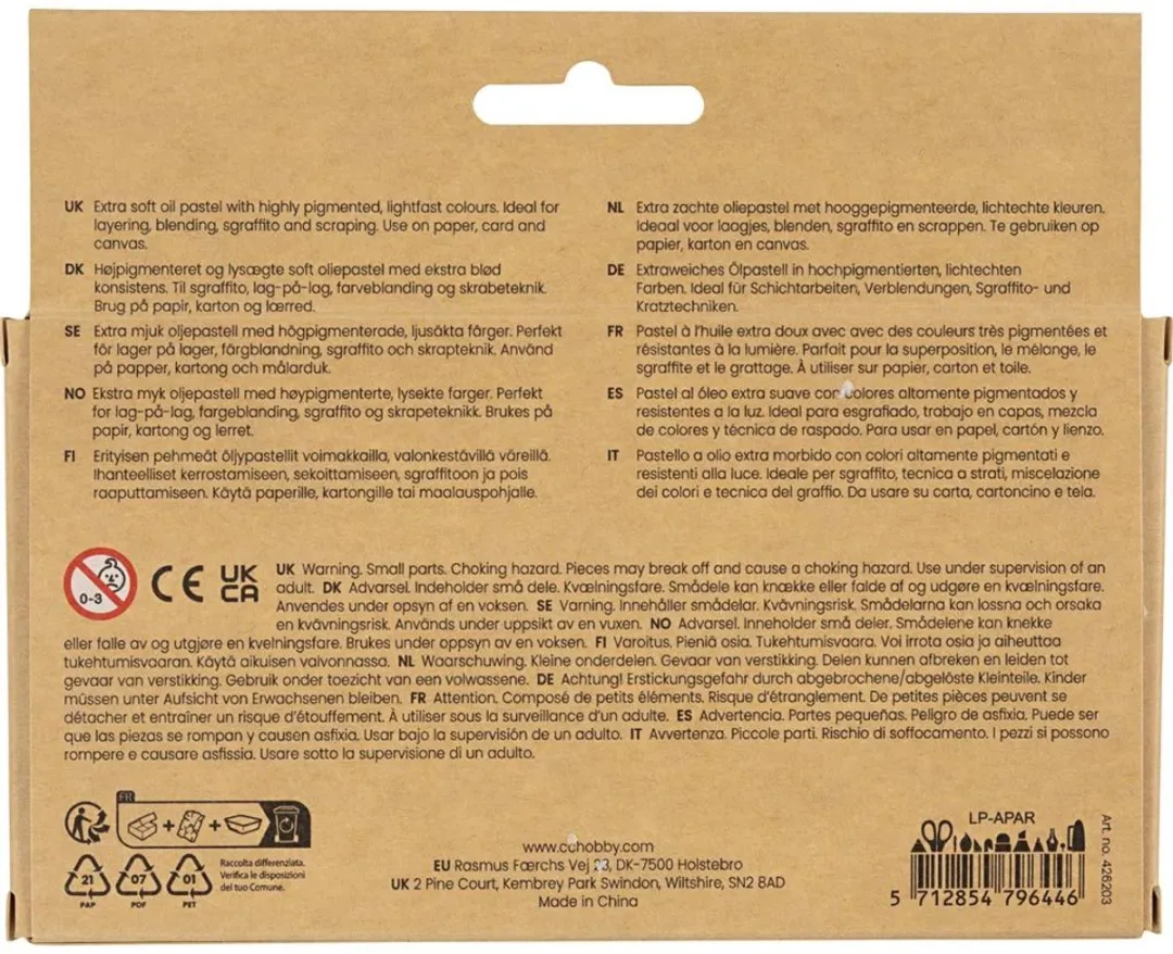 Creativ Company Oliepastels Standaardkleuren - 12 Stuks