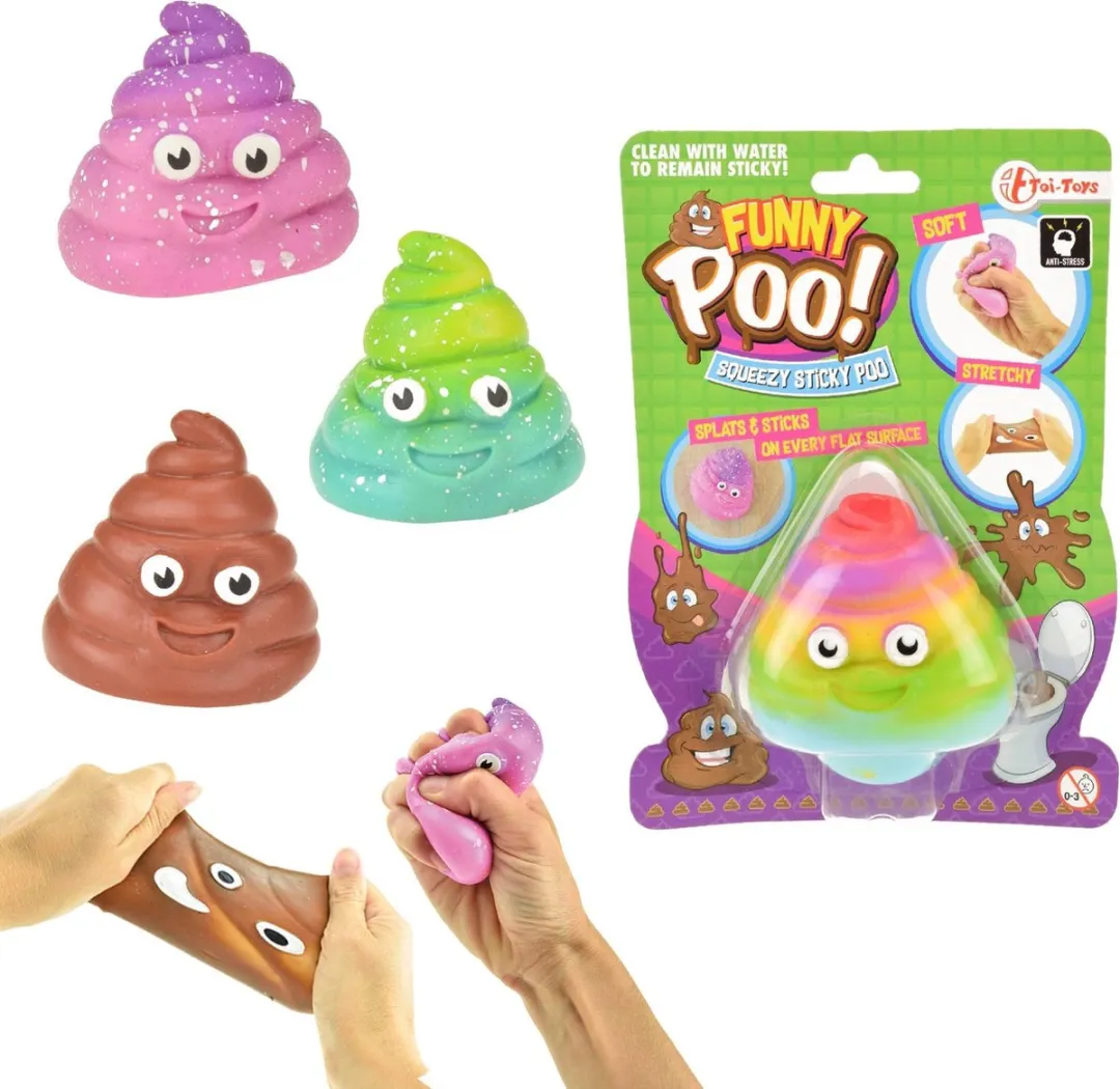 Toi-Toys Funny Poo Rekbare Lachende Drol - Multicolor