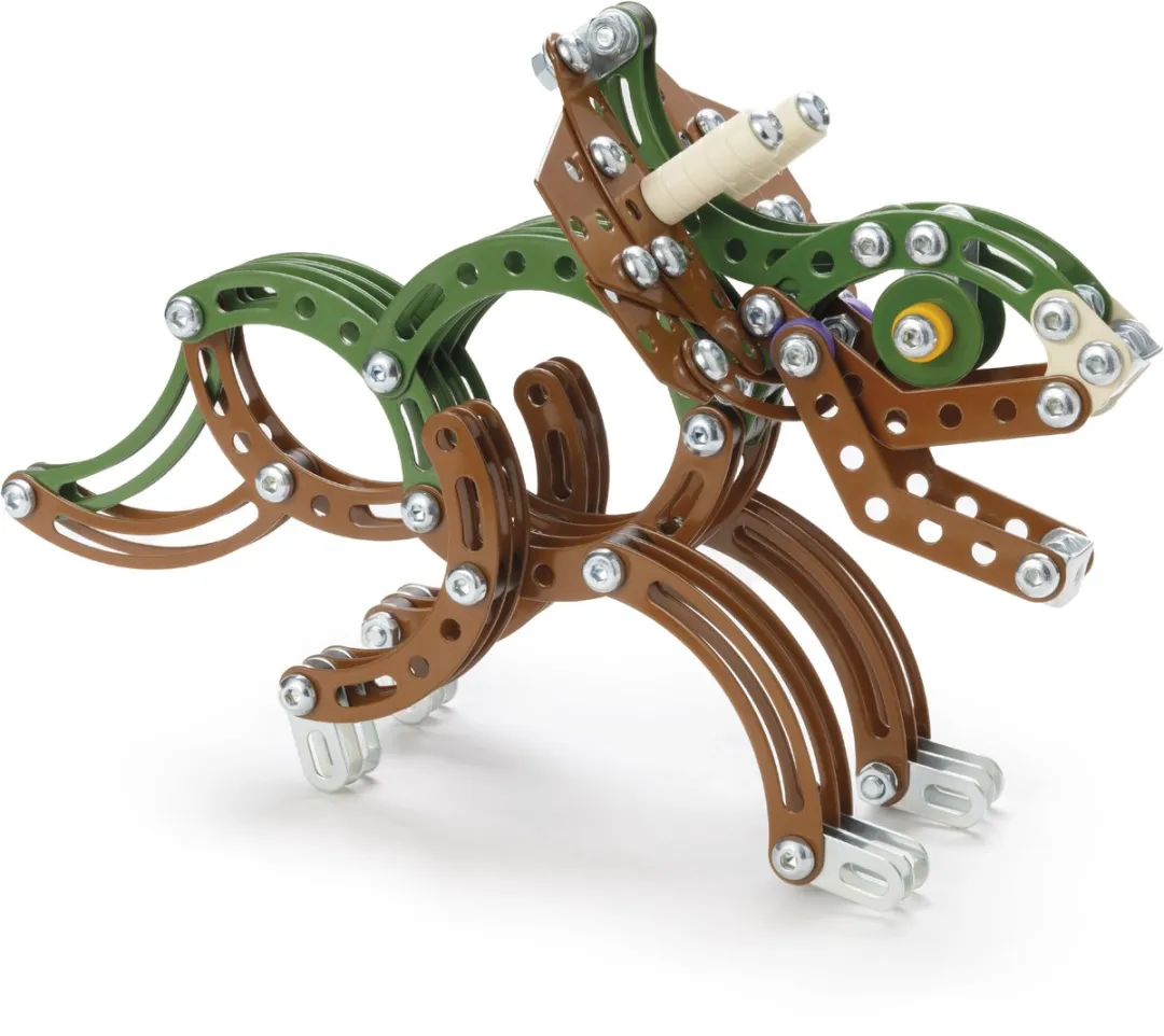 Alexander Toys Constructieset Dino Triceratops - 264 Stukken - Metaal/Rood/Groen
