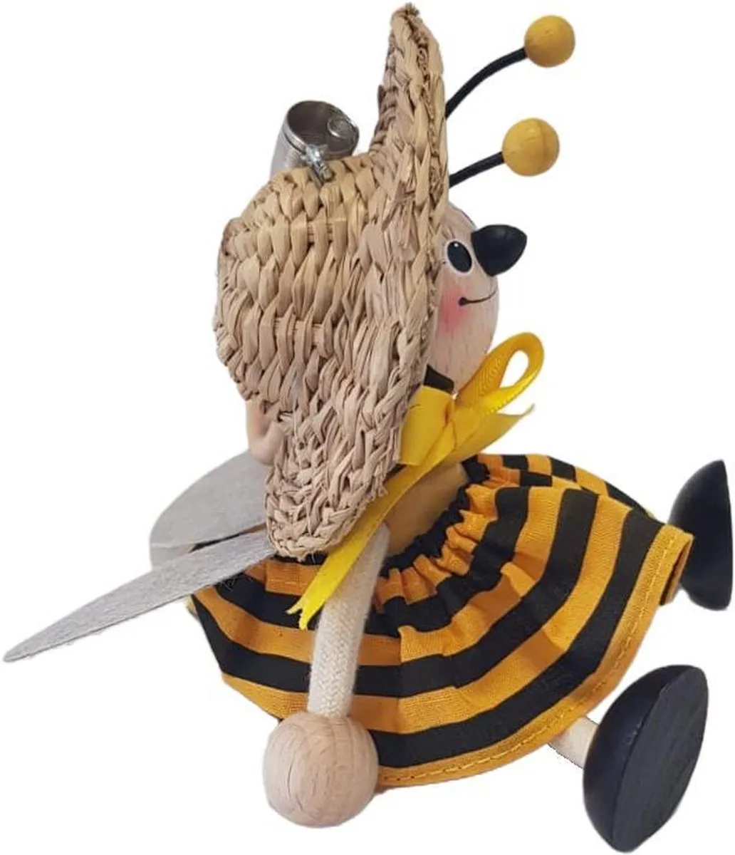 Tricky-Toy Abeja Chica Speelpoppetje - Hout - Zwart/Wit/Houtskleur