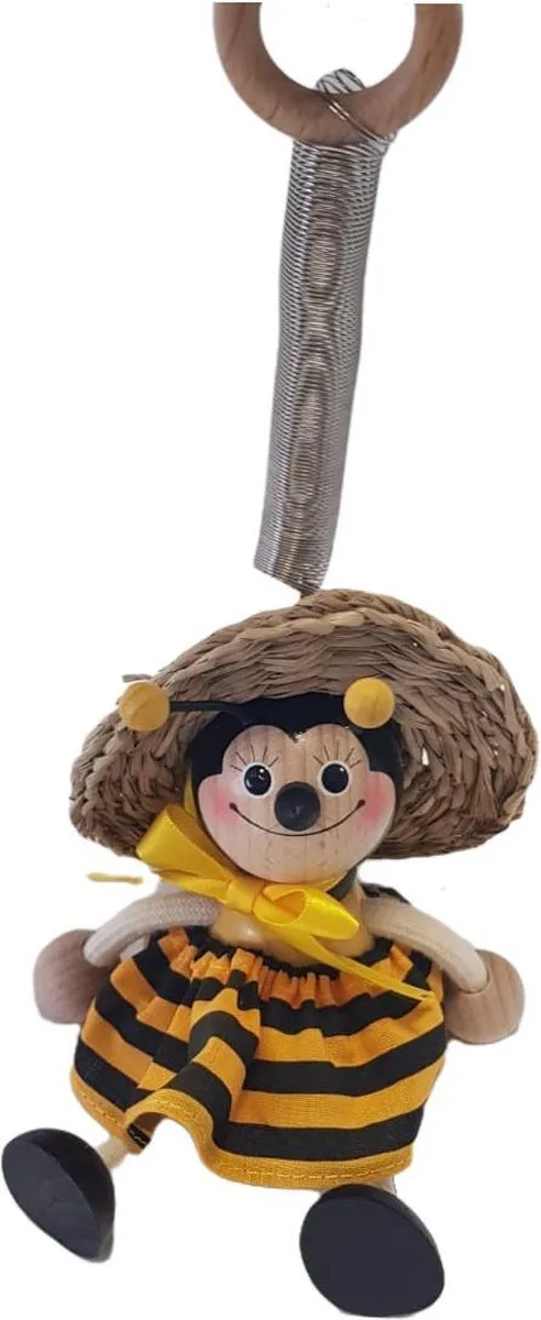 Tricky-Toy Abeja Chica Speelpoppetje - Hout - Zwart/Wit/Houtskleur
