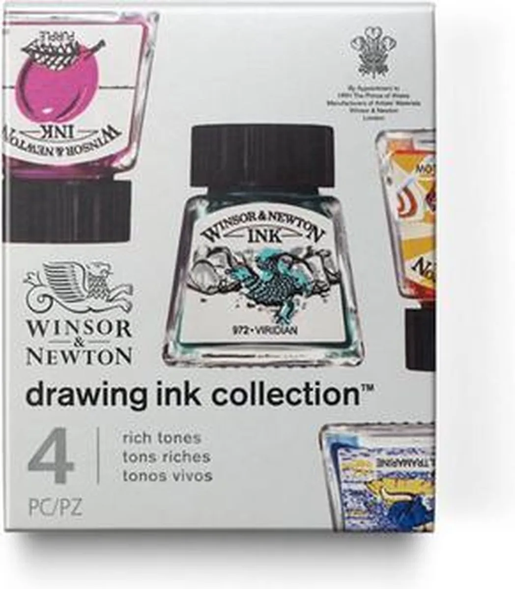 Winsor & Newton Rich Tones Tekentint Set 4x14ml - Magenta/Blauw/Geel/Groen