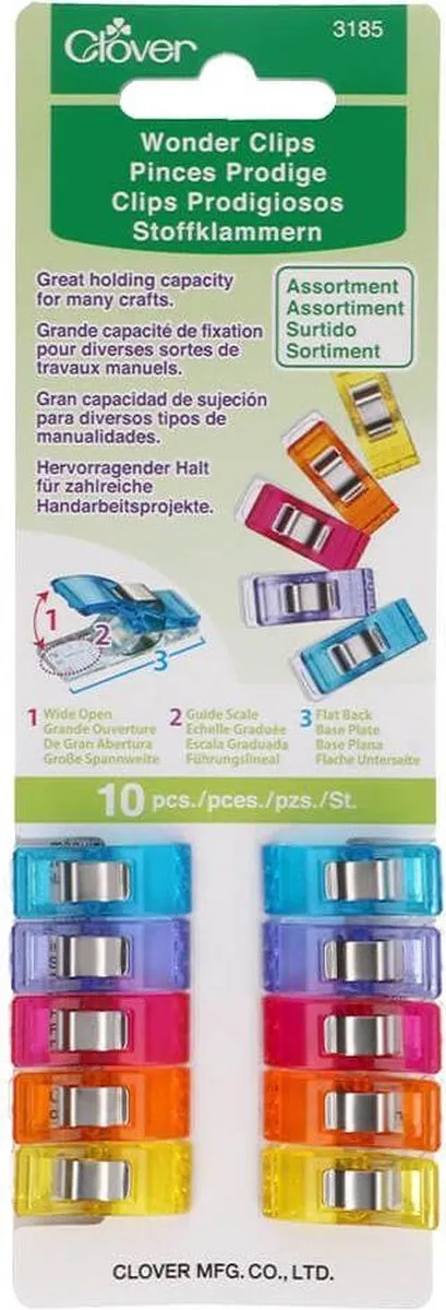 Clover Wonder Clips - 10 Stuks - Blauw/Paars/Oranje/Rood/Geel