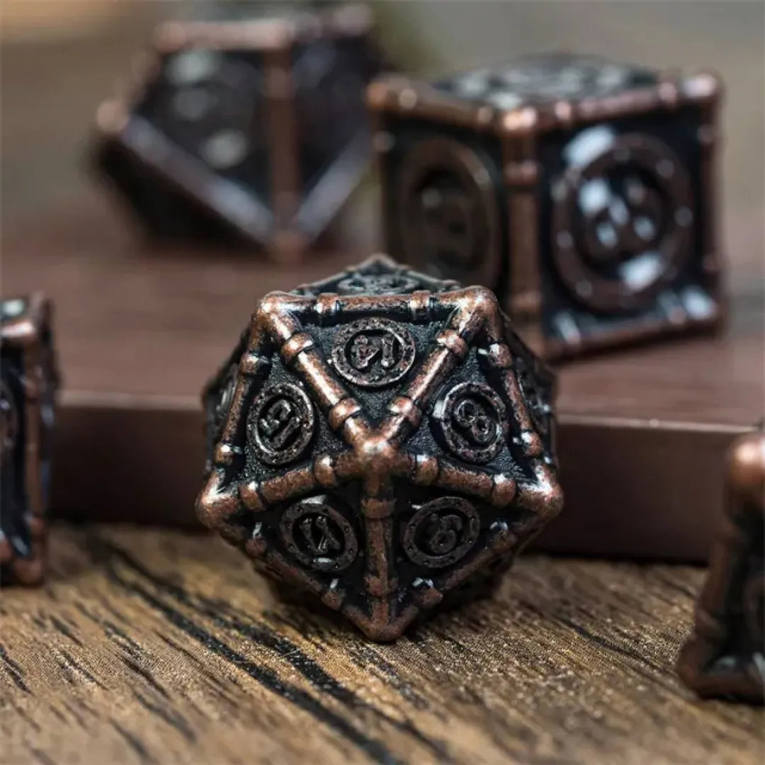 Lapi Toys D&D Polydice Metaal Set - 7 Stuks - Zwart/Brons