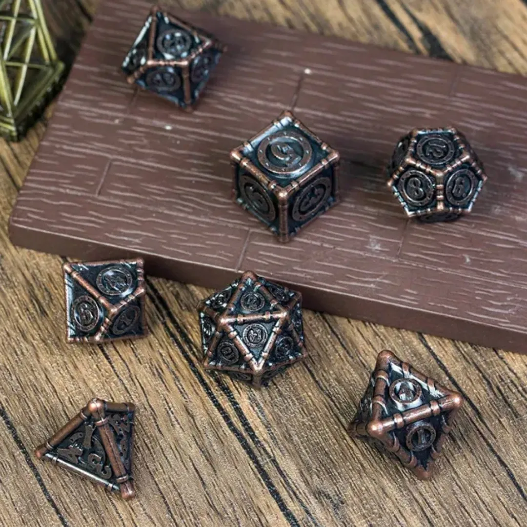 Lapi Toys D&D Polydice Metaal Set - 7 Stuks - Zwart/Brons