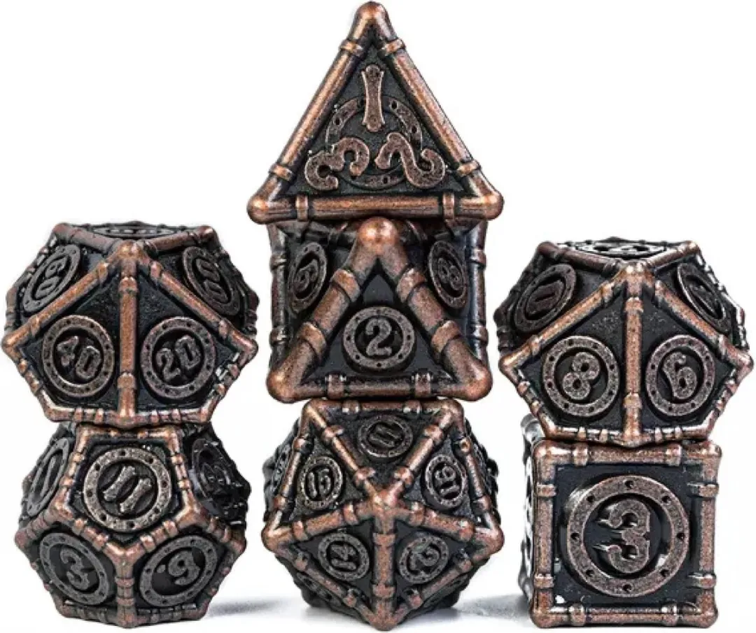 Lapi Toys D&D Polydice Metaal Set - 7 Stuks - Zwart/Brons