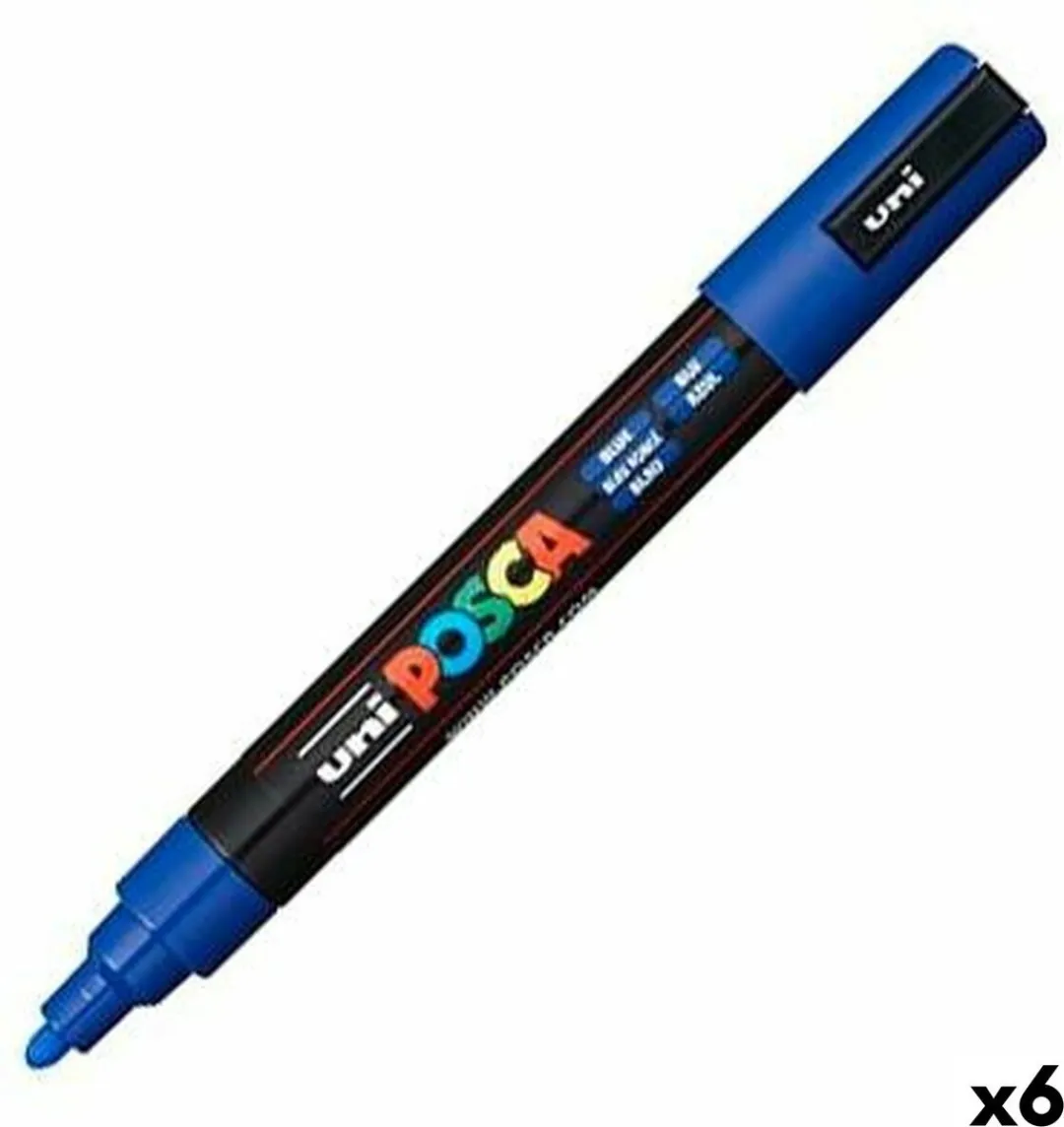 Posca PC-5M Medium Tip Verfstiften - Donkerblauw - 6 Stuks