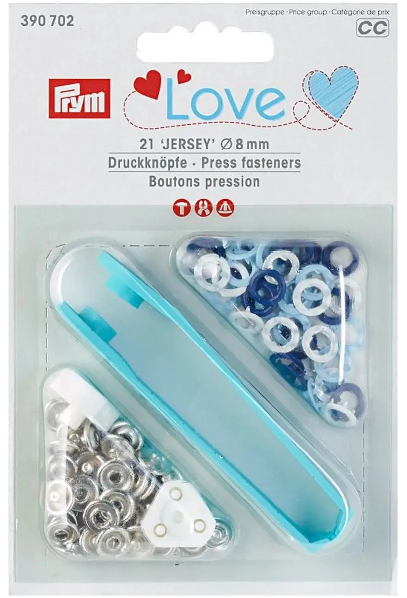 Prym Love Drukknopen Jersey 8mm - Lichtblauw/Blauw/Wit - 21 Stuks