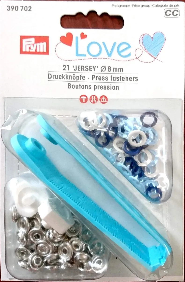 Prym Love Drukknopen Jersey 8mm - Lichtblauw/Blauw/Wit - 21 Stuks