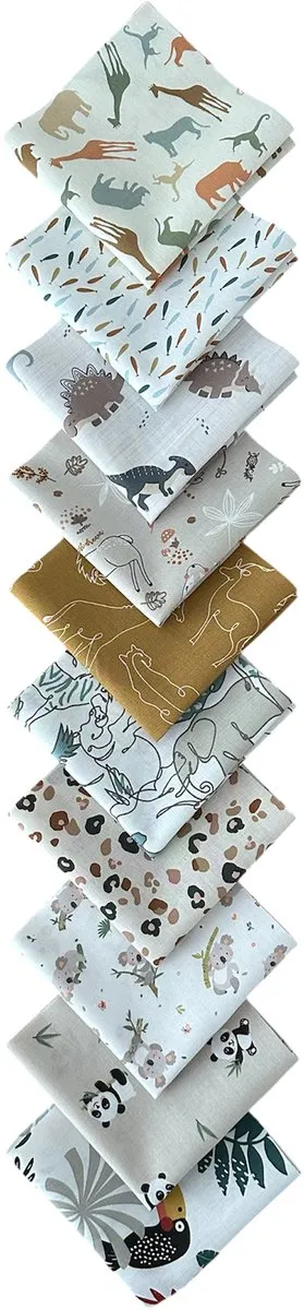 BINK Bedding Quilt Patchwork Dieren 25x25cm - 10 Stuks - 100% Katoen