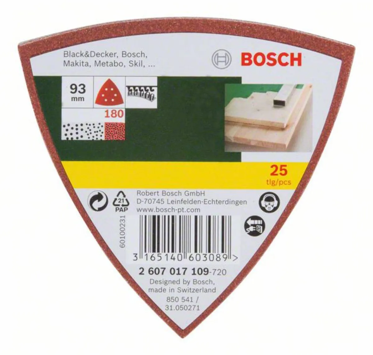 Bosch Schuurbladenset - 25-delig - 105 mm (korrel 180)