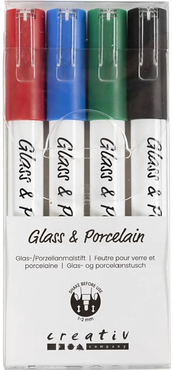 Creativ Company Glas- en Porseleinstift Dekkend Set - 4 Stuks