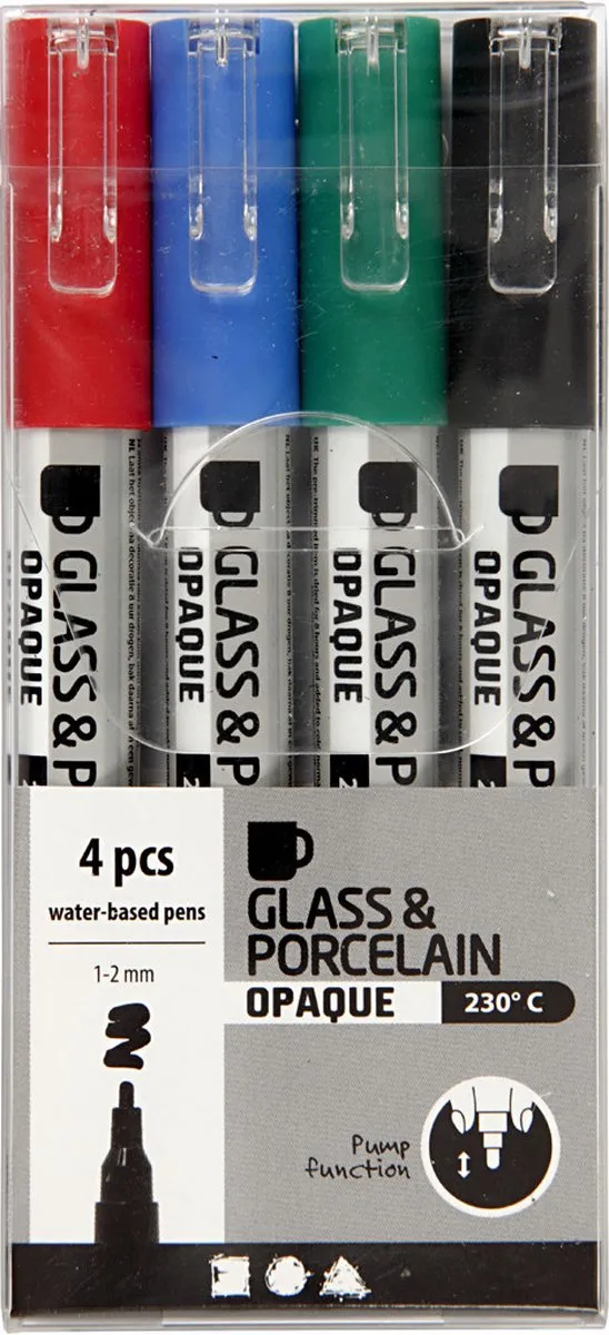 Creativ Company Glas- en Porseleinstift Dekkend Set - 4 Stuks